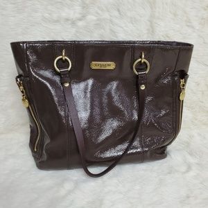 Coach Gallery Patent Leather Zipper Tote Bag